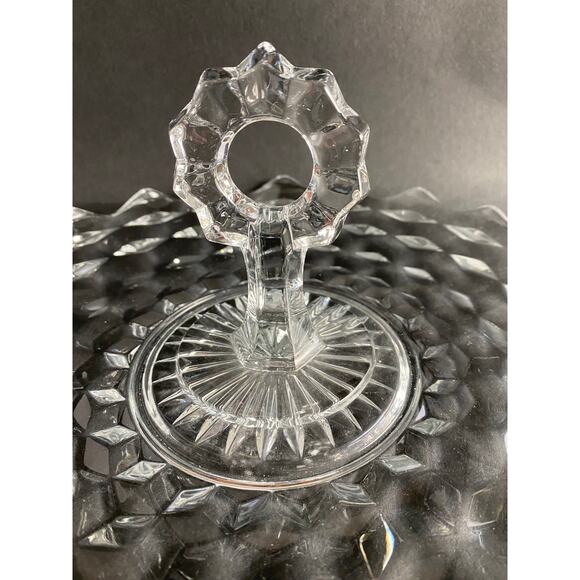 Fostoria American Clear Center Handle Serving Tray - Stacked Cube 1940s Vintage - Picture 5 of 8